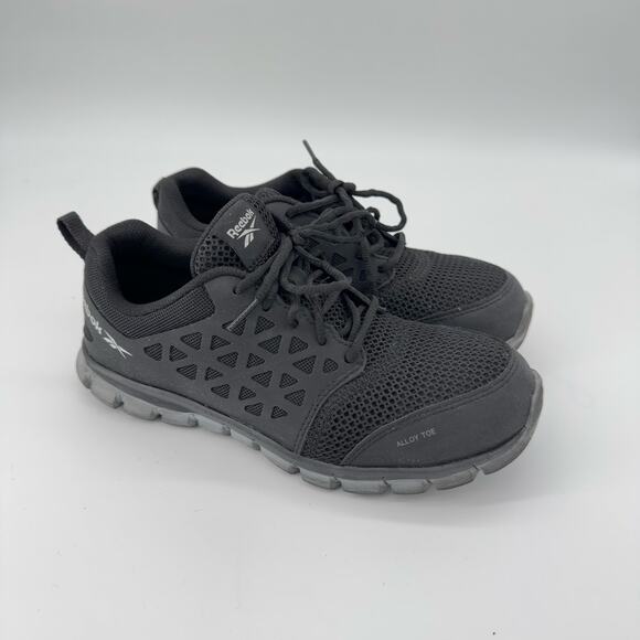 Reebok Work Sublite Cushion Alloy‎ Toe Safety Shoe Black Slip Resistant M 6 W 8 - Picture 1 of 9
